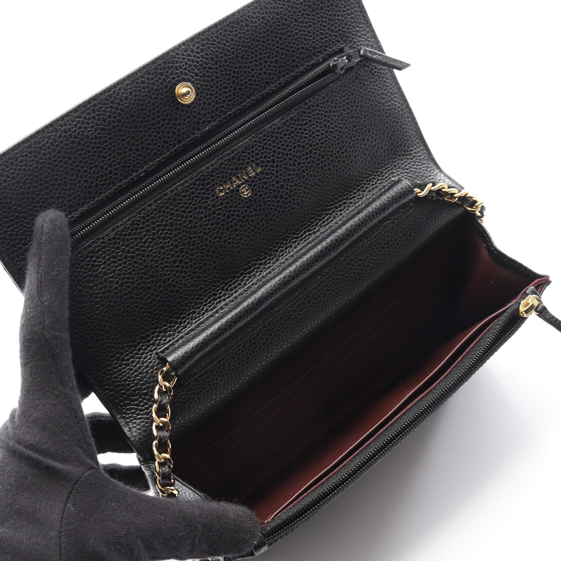 マトラッセ チェーンウォレット キャビアスキン ブラック ゴールド金具 シャネル バッグ CHANEL