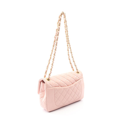マトラッセ Wチェーンショルダーバッグ ラムスキン ピンク ゴールド金具 シャネル バッグ CHANEL