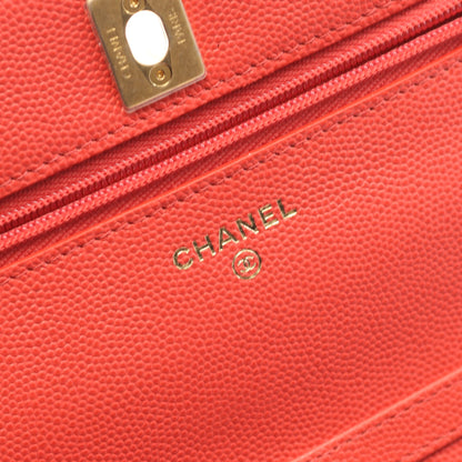 マトラッセ チェーンウォレット キャビアスキン オレンジレッド ゴールド金具 シャネル バッグ CHANEL