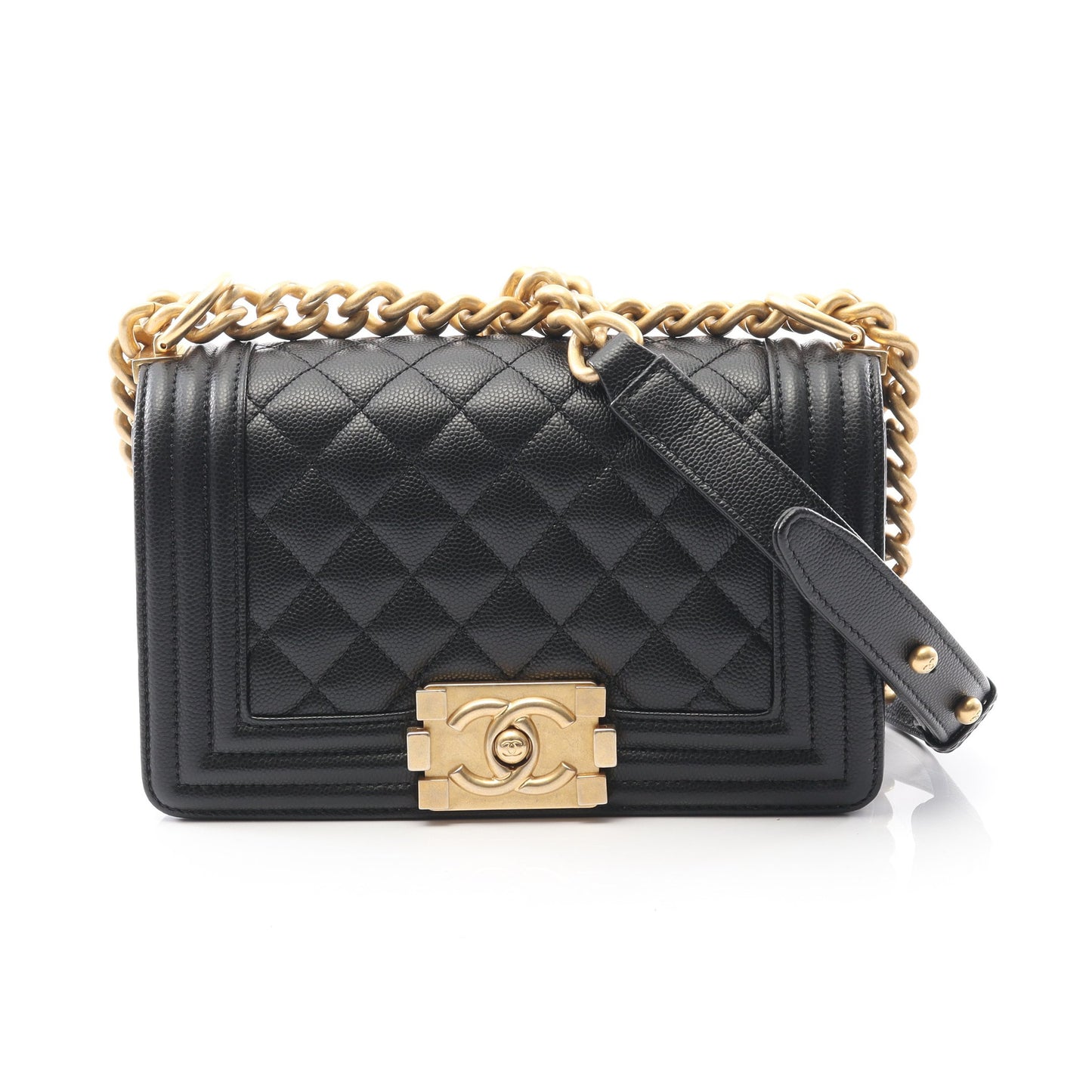 ボーイシャネル スモール チェーンショルダーバッグ キャビアスキン ブラック ゴールド金具 シャネル バッグ CHANEL