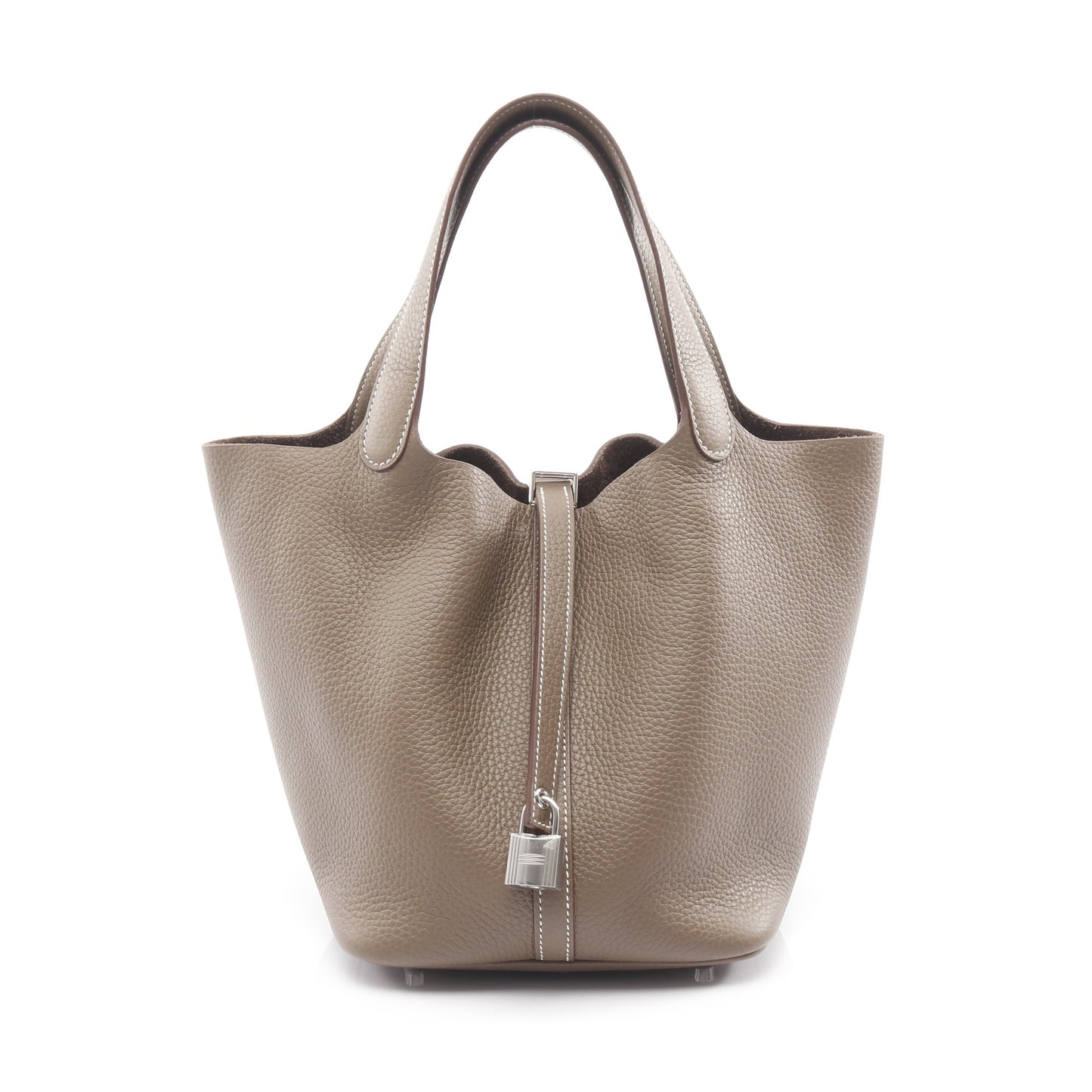 ピコタンロックMM エトゥープ ハンドバッグ トリヨンクレマンス グレーベージュ シルバー金具 K刻印 エルメス バッグ HERMES