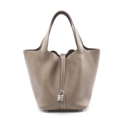 ピコタンロックMM エトゥープ ハンドバッグ トリヨンクレマンス グレーベージュ シルバー金具 K刻印 エルメス バッグ HERMES