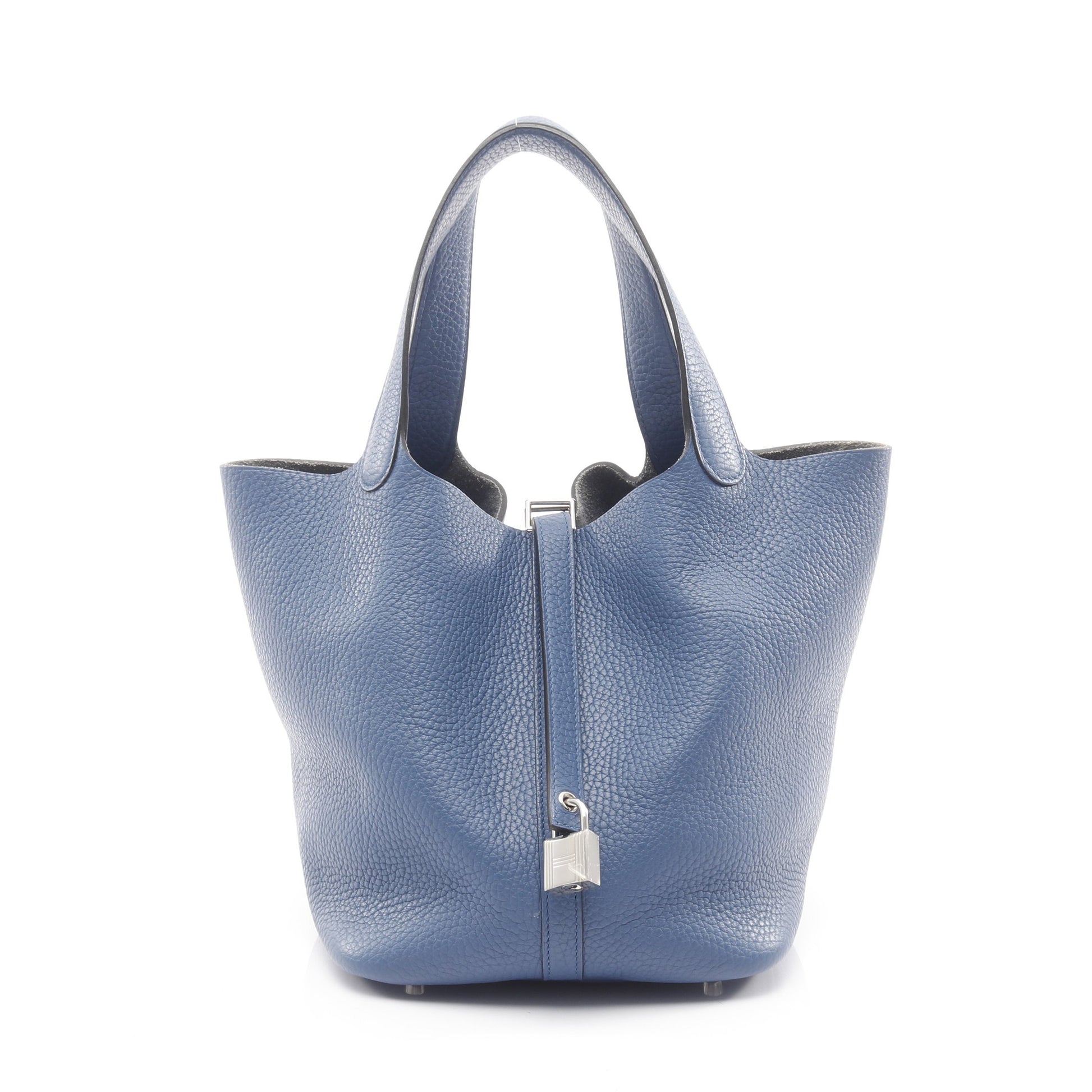 ピコタンロックMM ブルーアガット ハンドバッグ トリヨンクレマンス ブルー シルバー金具 X刻印 エルメス バッグ HERMES