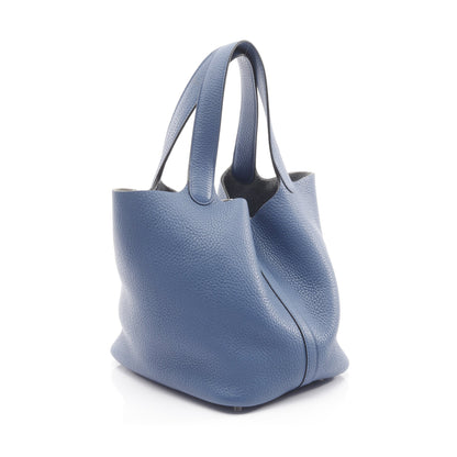 ピコタンロックMM ブルーアガット ハンドバッグ トリヨンクレマンス ブルー シルバー金具 X刻印 エルメス バッグ HERMES