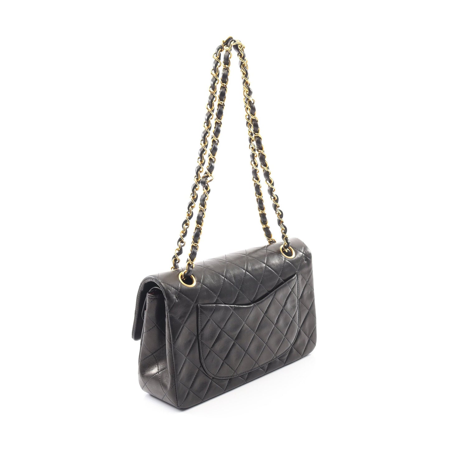 マトラッセ Wフラップ Wチェーンショルダーバッグ ラムスキン ブラック ゴールド金具 シャネル バッグ CHANEL