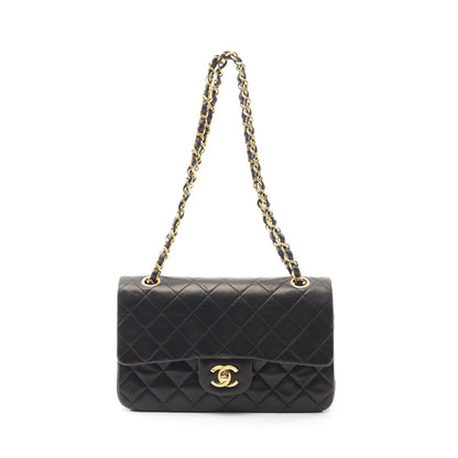 マトラッセ Wフラップ Wチェーンショルダーバッグ ラムスキン ブラック ゴールド金具 シャネル バッグ CHANEL