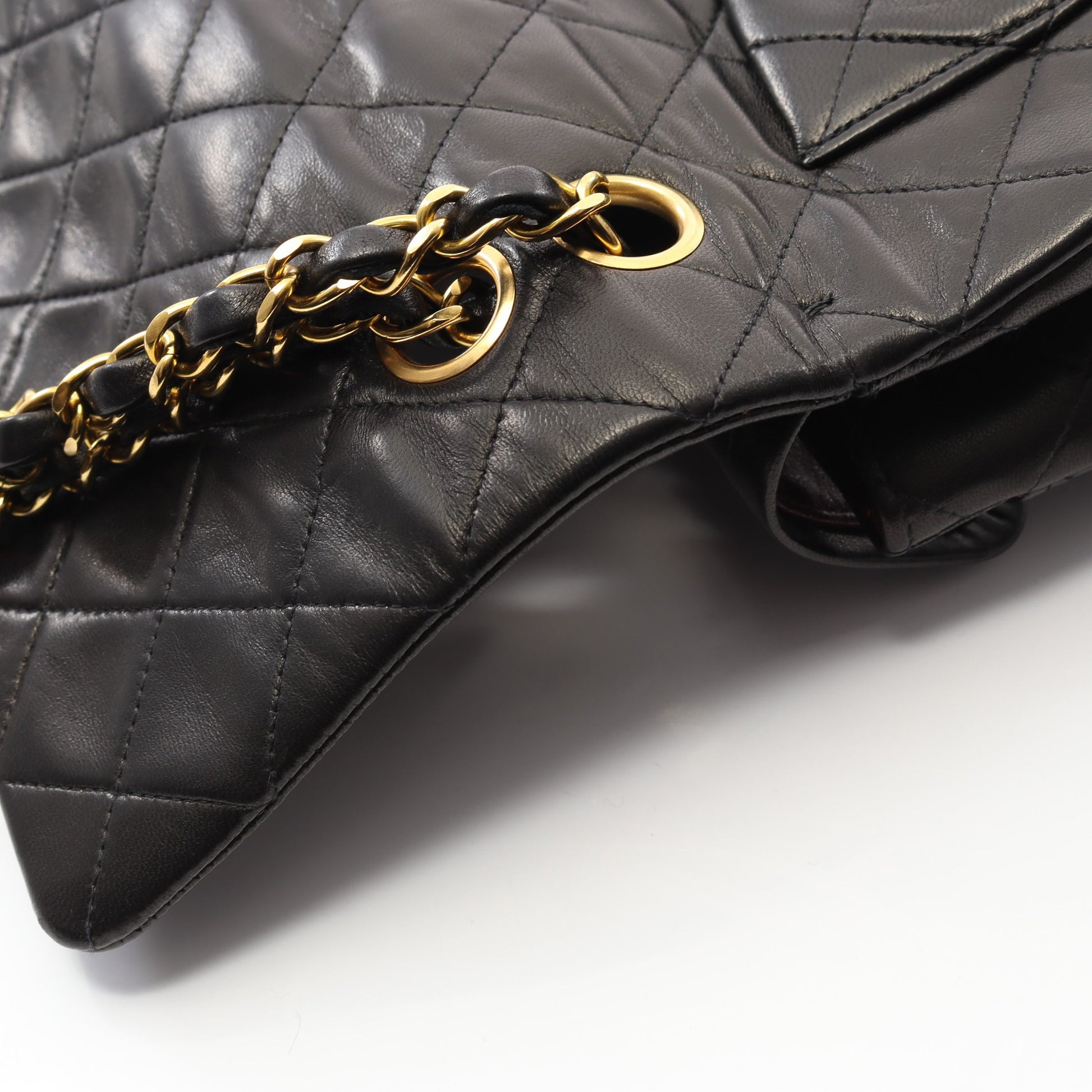 マトラッセ Wフラップ Wチェーンショルダーバッグ ラムスキン ブラック ゴールド金具 シャネル バッグ CHANEL