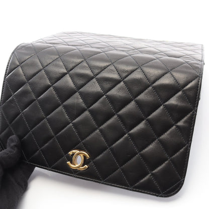 マトラッセ フルフラップ チェーンショルダーバッグ ラムスキン ブラック ゴールド金具 シャネル バッグ CHANEL