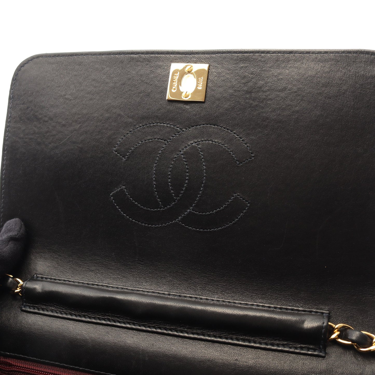 マトラッセ フルフラップ チェーンショルダーバッグ ラムスキン ブラック ゴールド金具 シャネル バッグ CHANEL