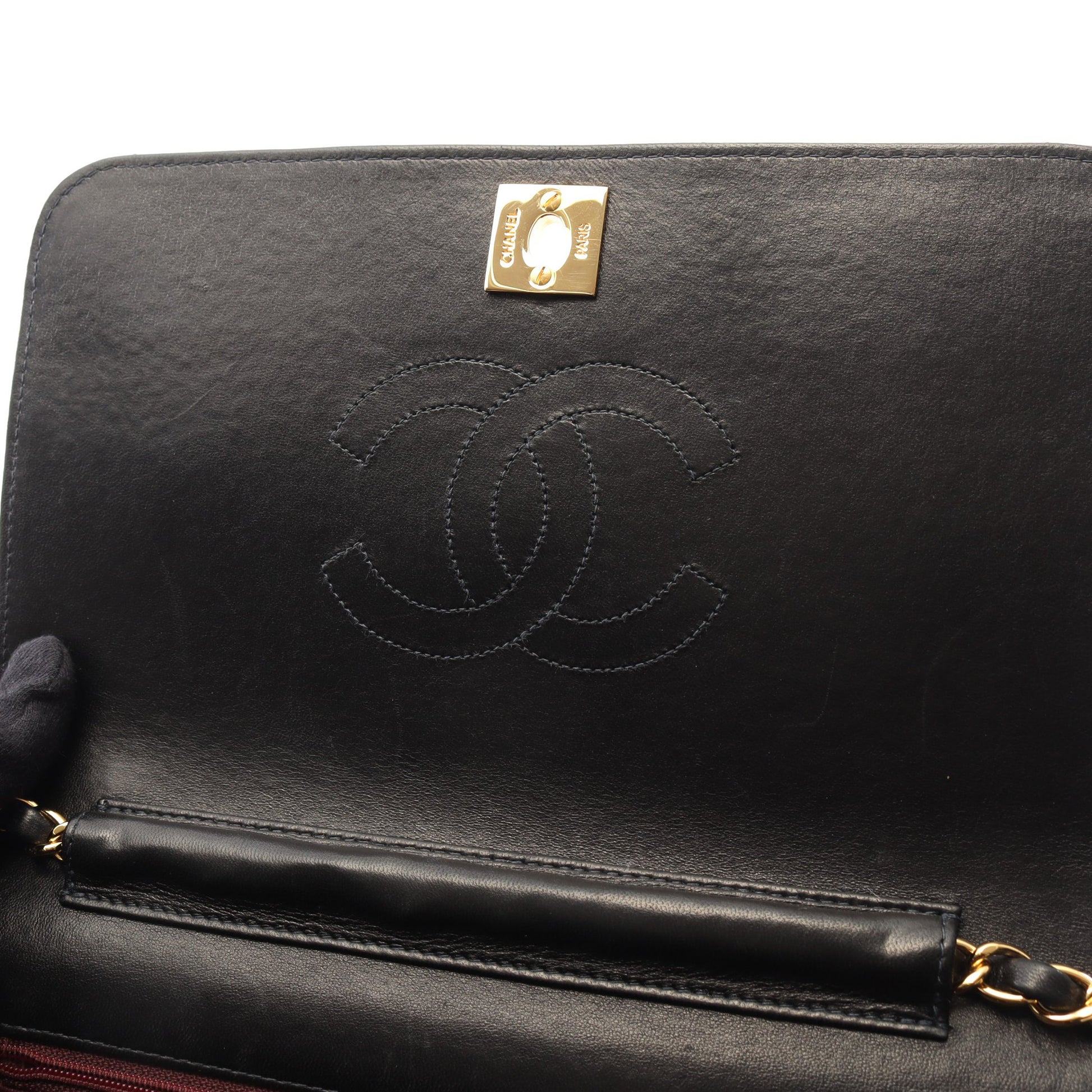 マトラッセ フルフラップ チェーンショルダーバッグ ラムスキン ブラック ゴールド金具 シャネル バッグ CHANEL