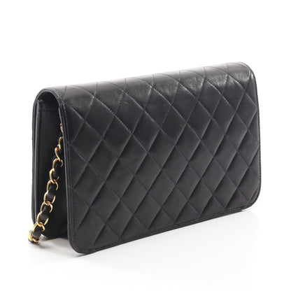 マトラッセ フルフラップ チェーンショルダーバッグ ラムスキン ブラック ゴールド金具 シャネル バッグ CHANEL