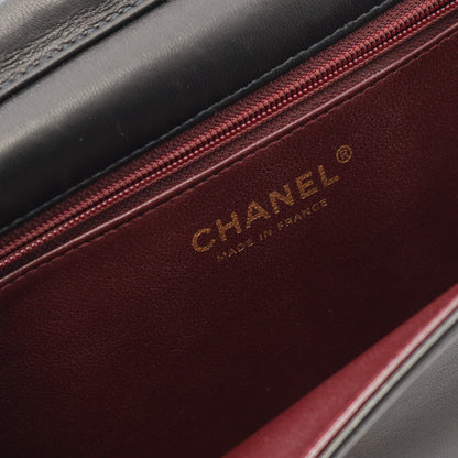 マトラッセ フルフラップ チェーンショルダーバッグ ラムスキン ブラック ゴールド金具 シャネル バッグ CHANEL