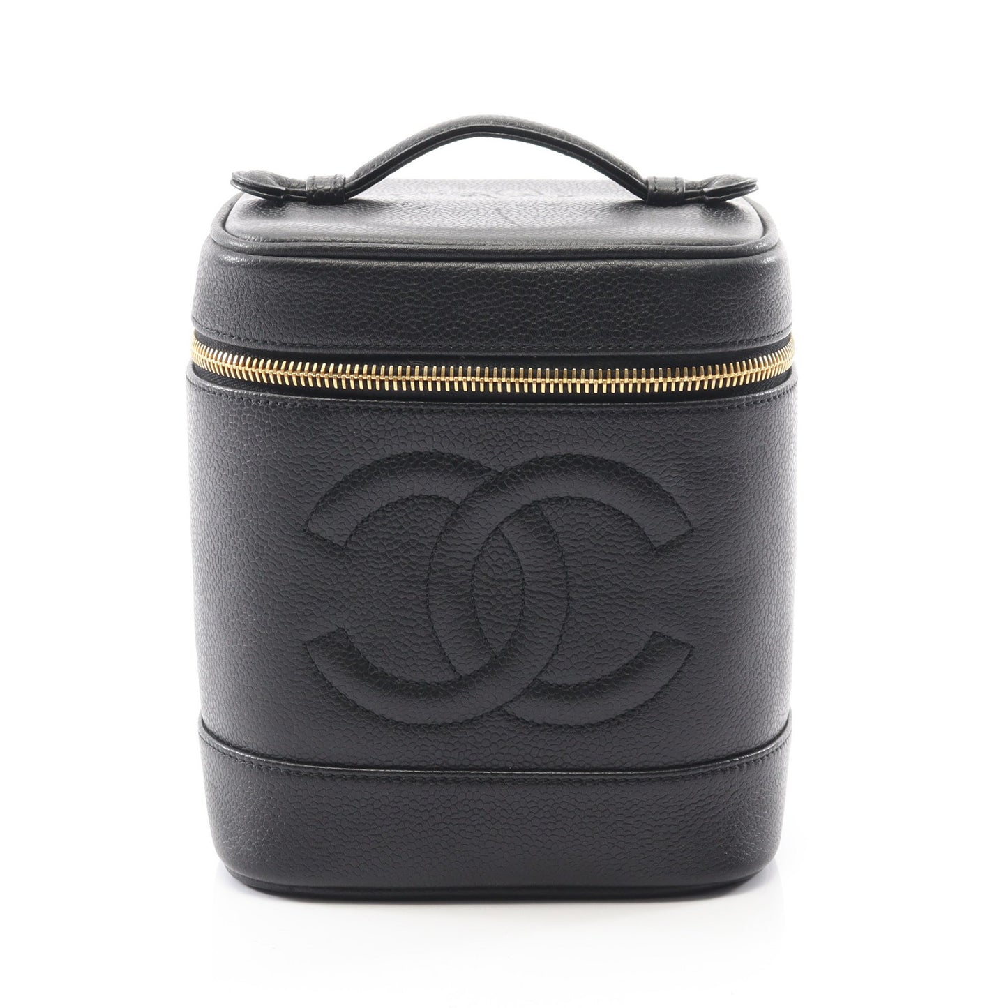 ココマーク ハンドバッグ バニティバッグ キャビアスキン ブラック ゴールド金具 シャネル バッグ CHANEL