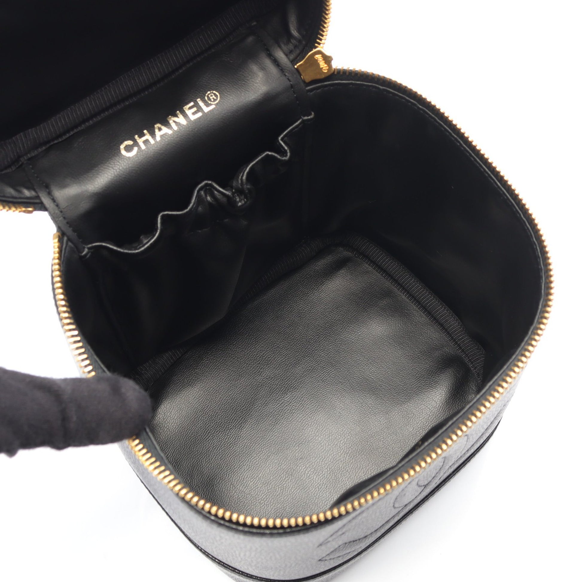 ココマーク ハンドバッグ バニティバッグ キャビアスキン ブラック ゴールド金具 シャネル バッグ CHANEL