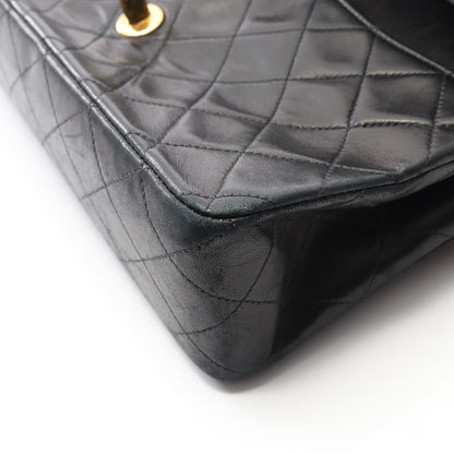マトラッセ Wフラップ Wチェーンショルダーバッグ ラムスキン ブラック ゴールド金具 シャネル バッグ CHANEL