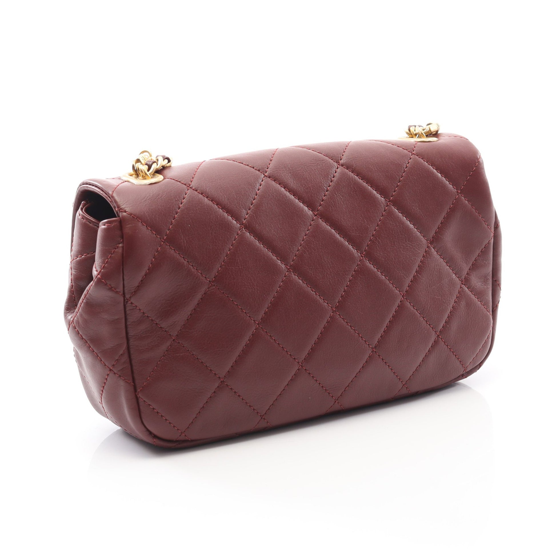 マトラッセ チェーンショルダーバッグ ラムスキン ボルドー ゴールド金具 シャネル バッグ CHANEL