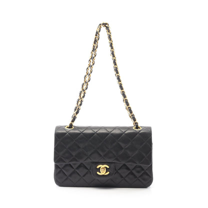 マトラッセ Wフラップ Wチェーンショルダーバッグ ラムスキン ブラック ゴールド金具 シャネル バッグ CHANEL