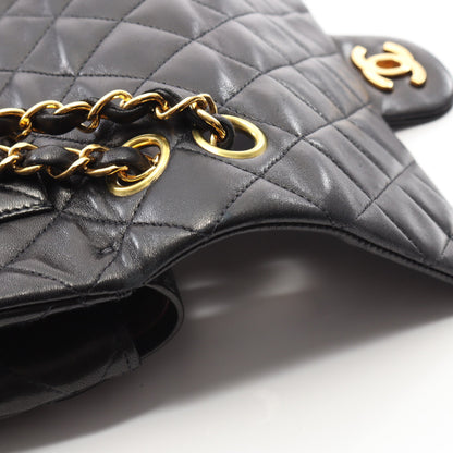 マトラッセ Wフラップ Wチェーンショルダーバッグ ラムスキン ブラック ゴールド金具 シャネル バッグ CHANEL