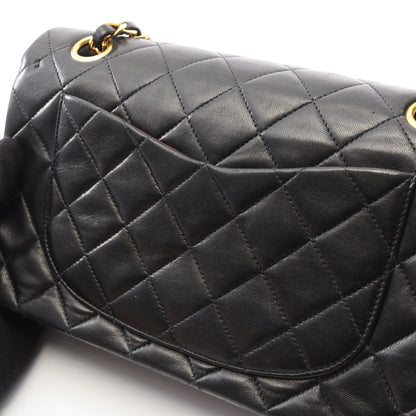マトラッセ Wフラップ Wチェーンショルダーバッグ ラムスキン ブラック ゴールド金具 シャネル バッグ CHANEL