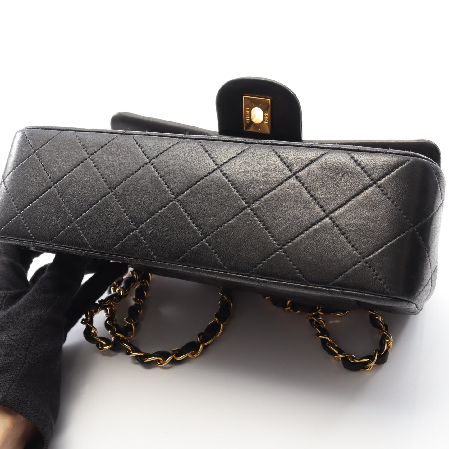 マトラッセ Wフラップ Wチェーンショルダーバッグ ラムスキン ブラック ゴールド金具 シャネル バッグ CHANEL