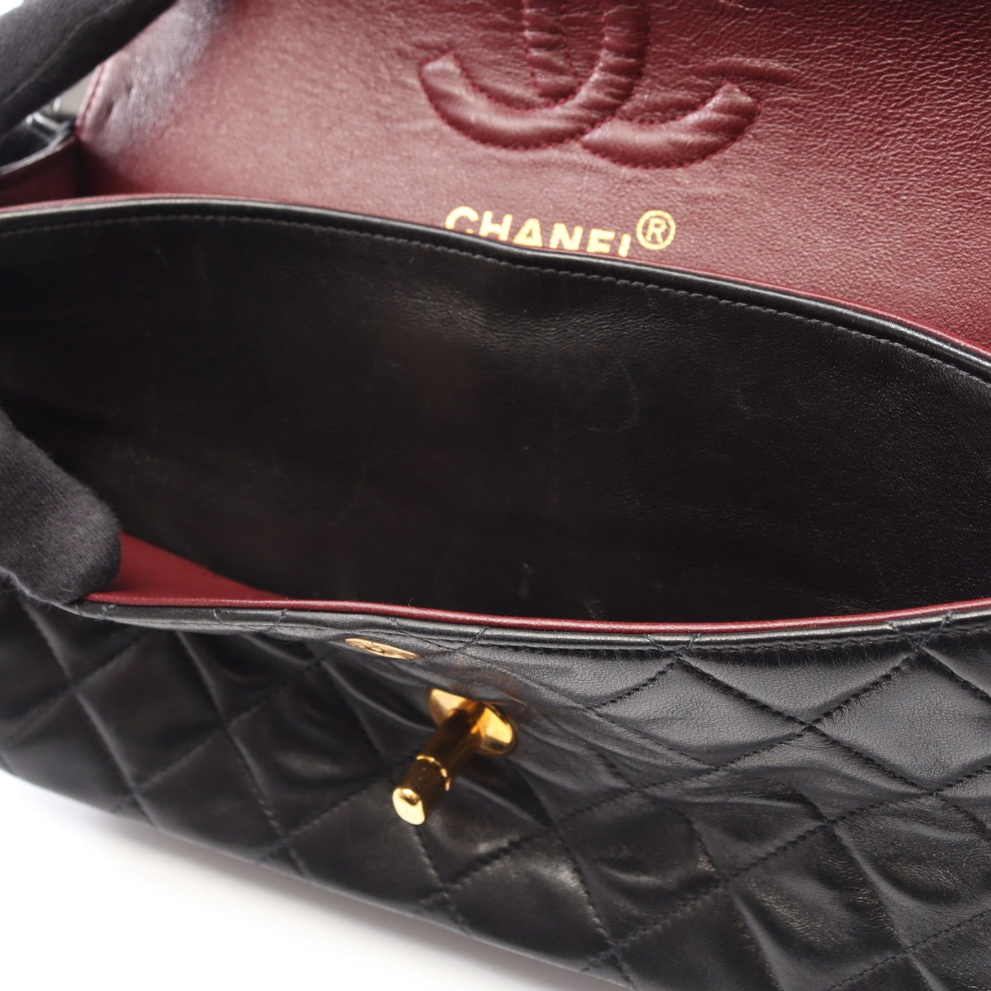 マトラッセ Wフラップ Wチェーンショルダーバッグ ラムスキン ブラック ゴールド金具 シャネル バッグ CHANEL