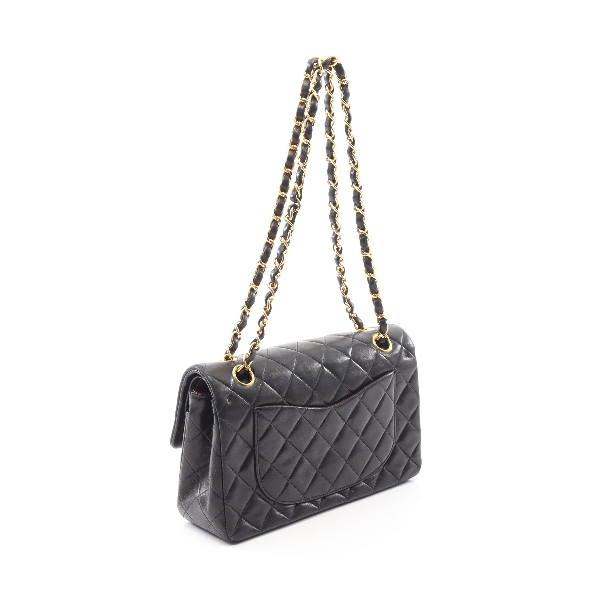 マトラッセ Wフラップ Wチェーンショルダーバッグ ラムスキン ブラック ゴールド金具 シャネル バッグ CHANEL