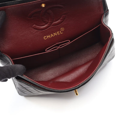 マトラッセ Wフラップ Wチェーンショルダーバッグ ラムスキン ブラック ゴールド金具 シャネル バッグ CHANEL