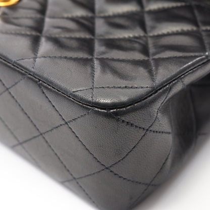 マトラッセ Wフラップ Wチェーンショルダーバッグ ラムスキン ブラック ゴールド金具 シャネル バッグ CHANEL