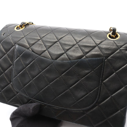 マトラッセ Wフラップ Wチェーンショルダーバッグ ラムスキン ブラック ゴールド金具 ヴィンテージ シャネル バッグ CHANEL