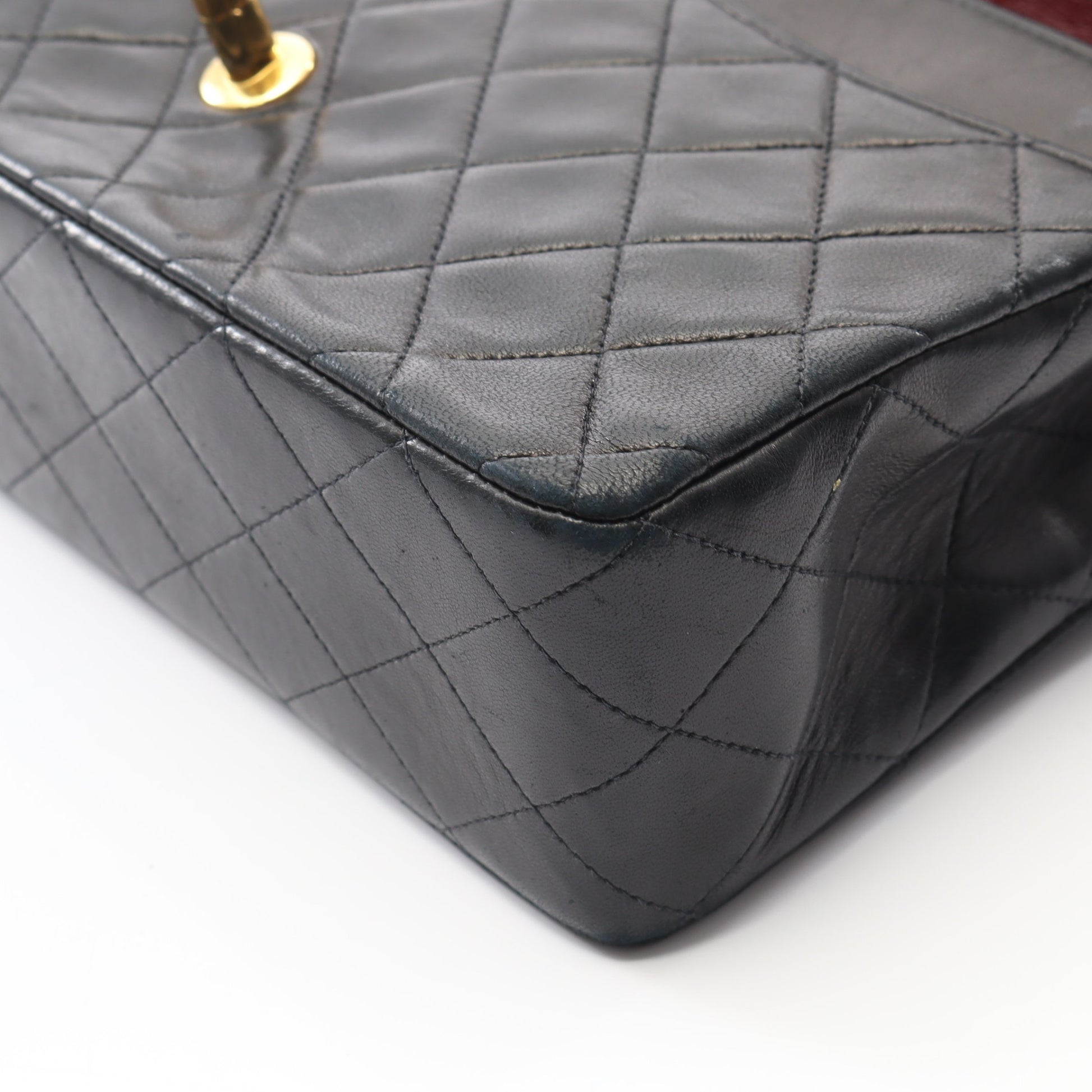 マトラッセ Wフラップ Wチェーンショルダーバッグ ラムスキン ブラック ゴールド金具 ヴィンテージ シャネル バッグ CHANEL
