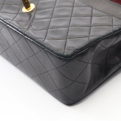 マトラッセ Wフラップ Wチェーンショルダーバッグ ラムスキン ブラック ゴールド金具 ヴィンテージ シャネル バッグ CHANEL