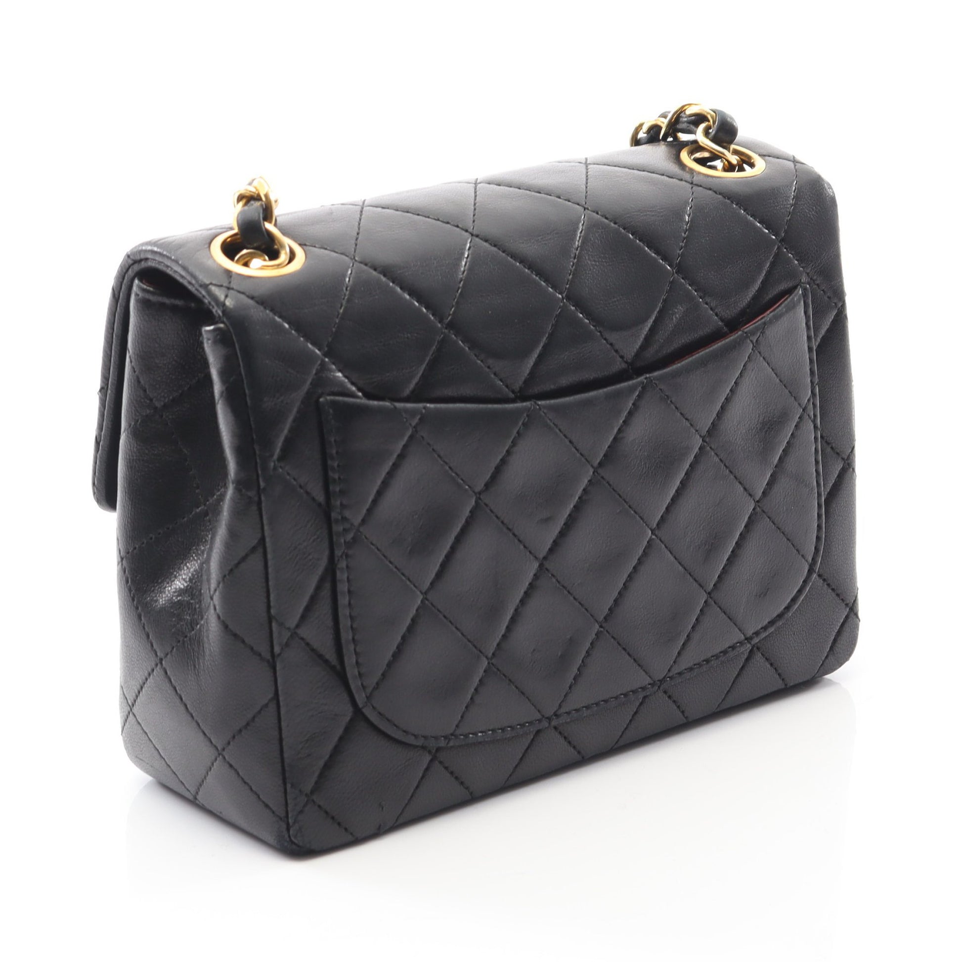 ミニマトラッセ チェーンショルダーバッグ ラムスキン ブラック ゴールド金具 ヴィンテージ シャネル バッグ CHANEL