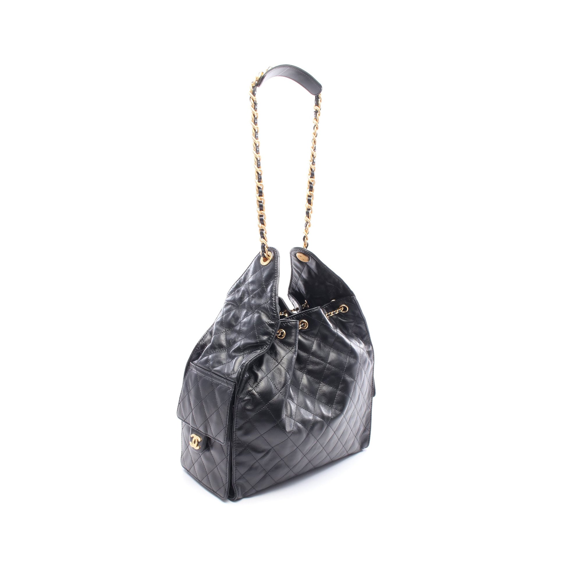 シャネル25 スモール チェーンショルダーバッグ レザー ブラック ゴールド金具 シャネル バッグ CHANEL