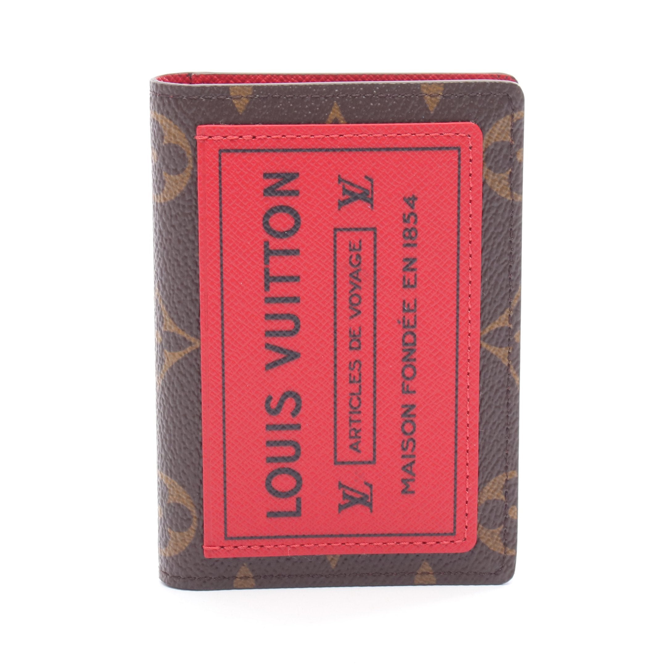 Louis Vuitton ケース ブラウン/レッド オーガナイザー ドゥ ポッシュ モノグラム ルージュサリ カード