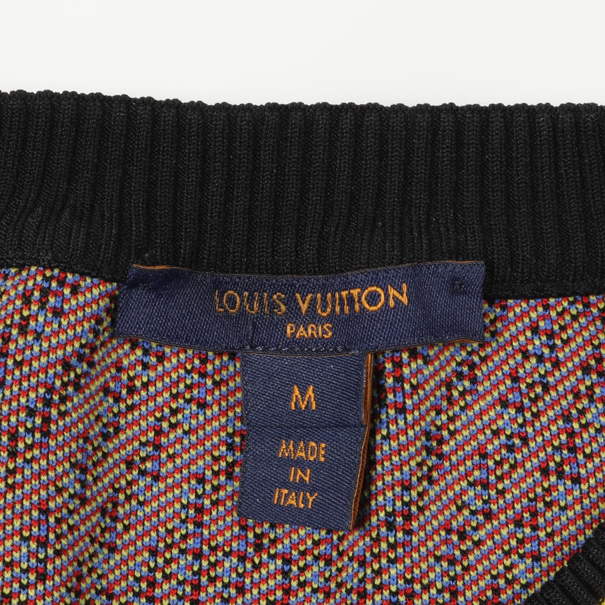モノグラム ニット クルーネック 半袖 ナイロン レーヨン ブラック マルチカラー ルイヴィトン トップス LOUIS VUITTON
