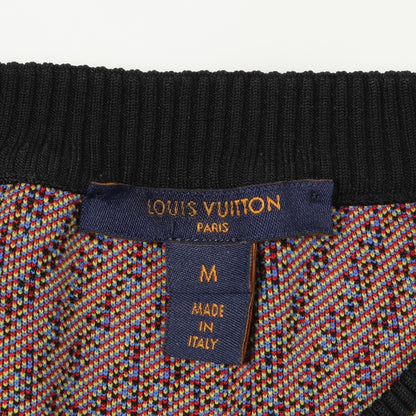 モノグラム ニット クルーネック 半袖 ナイロン レーヨン ブラック マルチカラー ルイヴィトン トップス LOUIS VUITTON