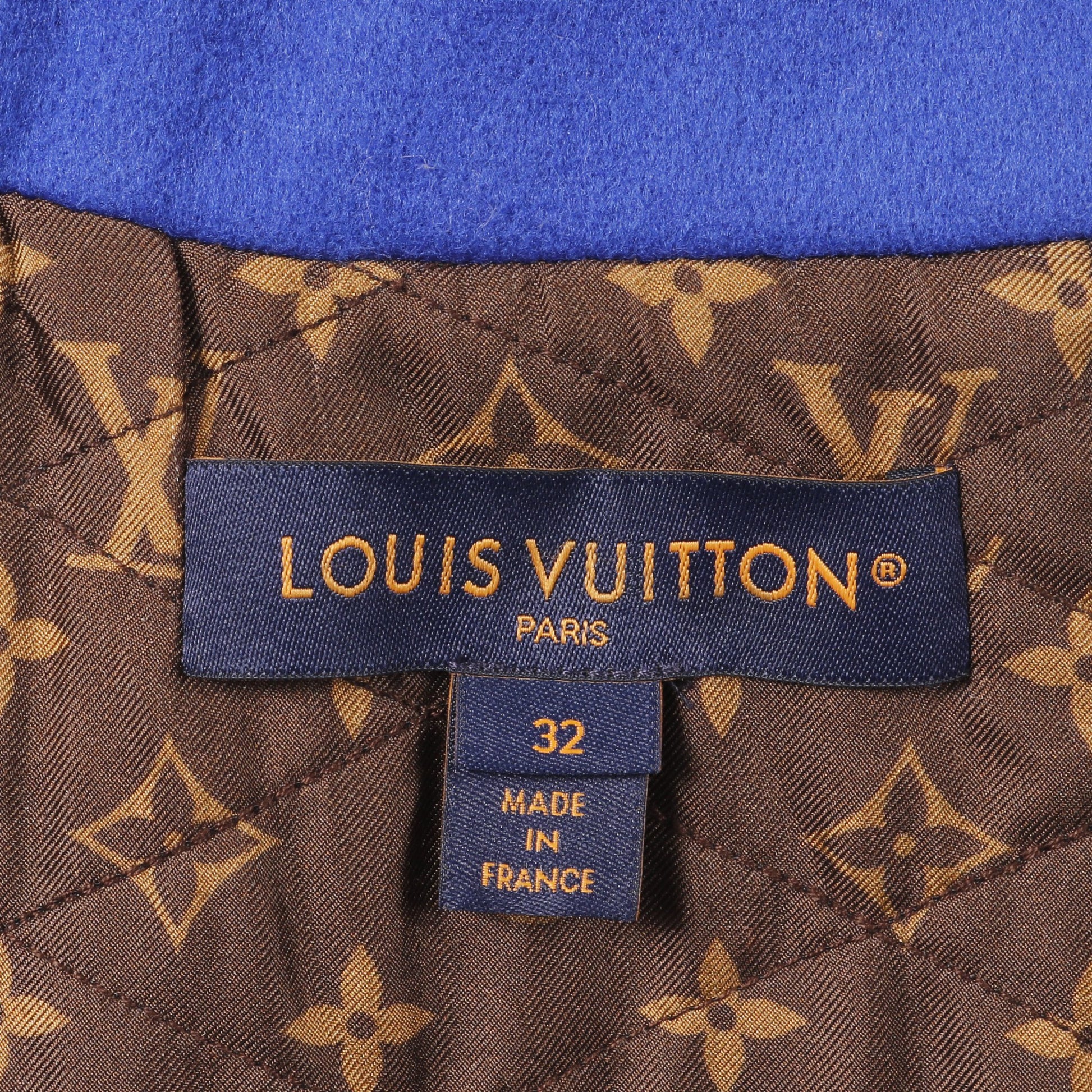 Vパッチ バーシティジャケット スタジャン ウール レザー ブルー マルチカラー 切替 ルイヴィトン アウター LOUIS VUITTON