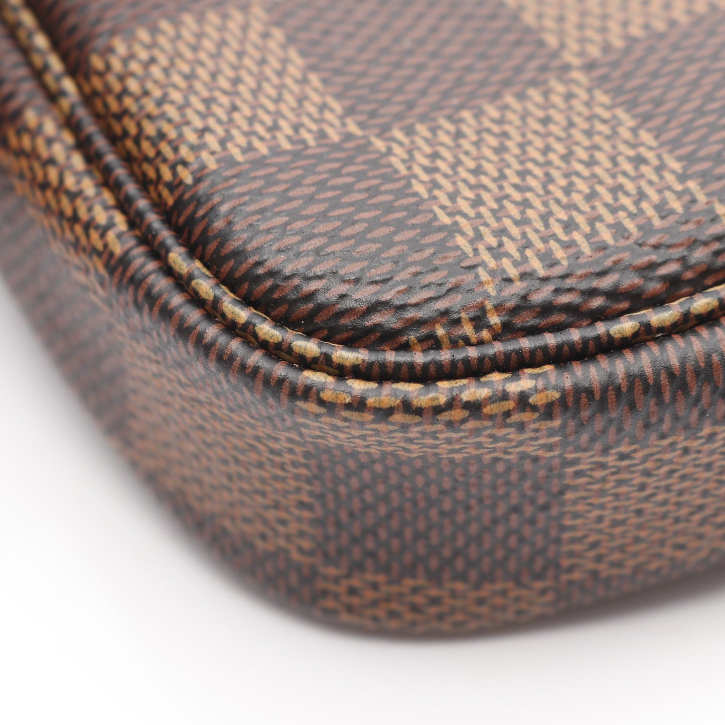 ミニポシェットアクセソワール ダミエエベヌ チェーンハンドバッグ PVC レザー ブラウン ルイヴィトン バッグ LOUIS VUITTON