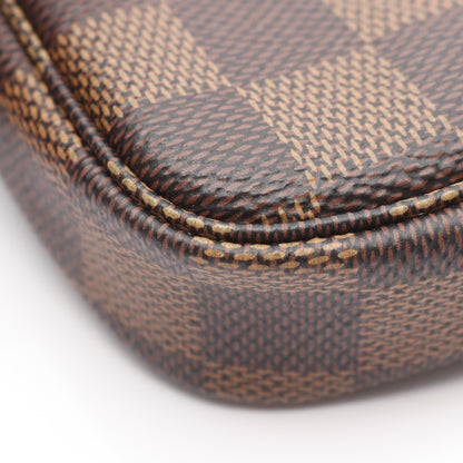 ミニポシェットアクセソワール ダミエエベヌ チェーンハンドバッグ PVC レザー ブラウン ルイヴィトン バッグ LOUIS VUITTON