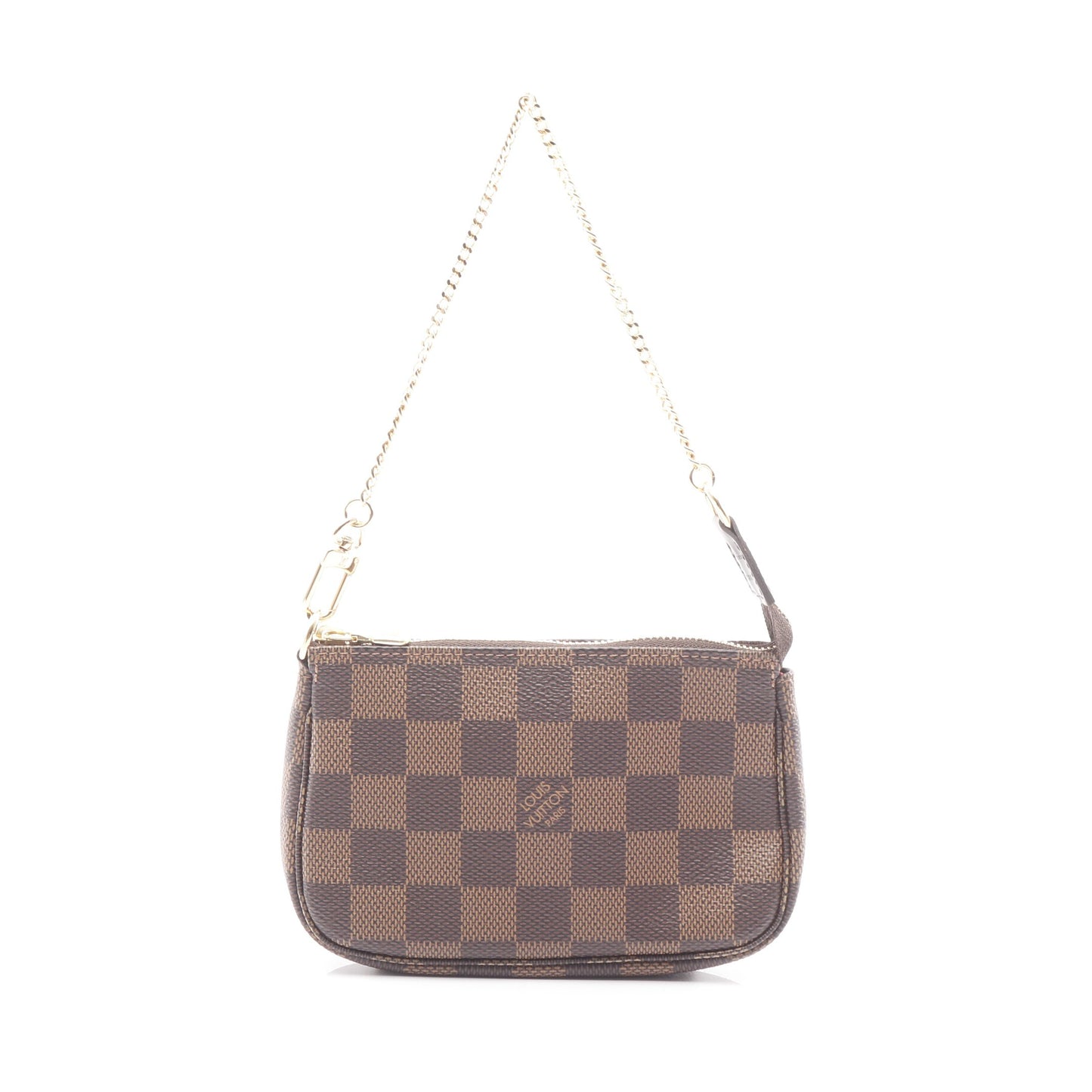 ミニポシェットアクセソワール ダミエエベヌ チェーンハンドバッグ PVC レザー ブラウン ルイヴィトン バッグ LOUIS VUITTON