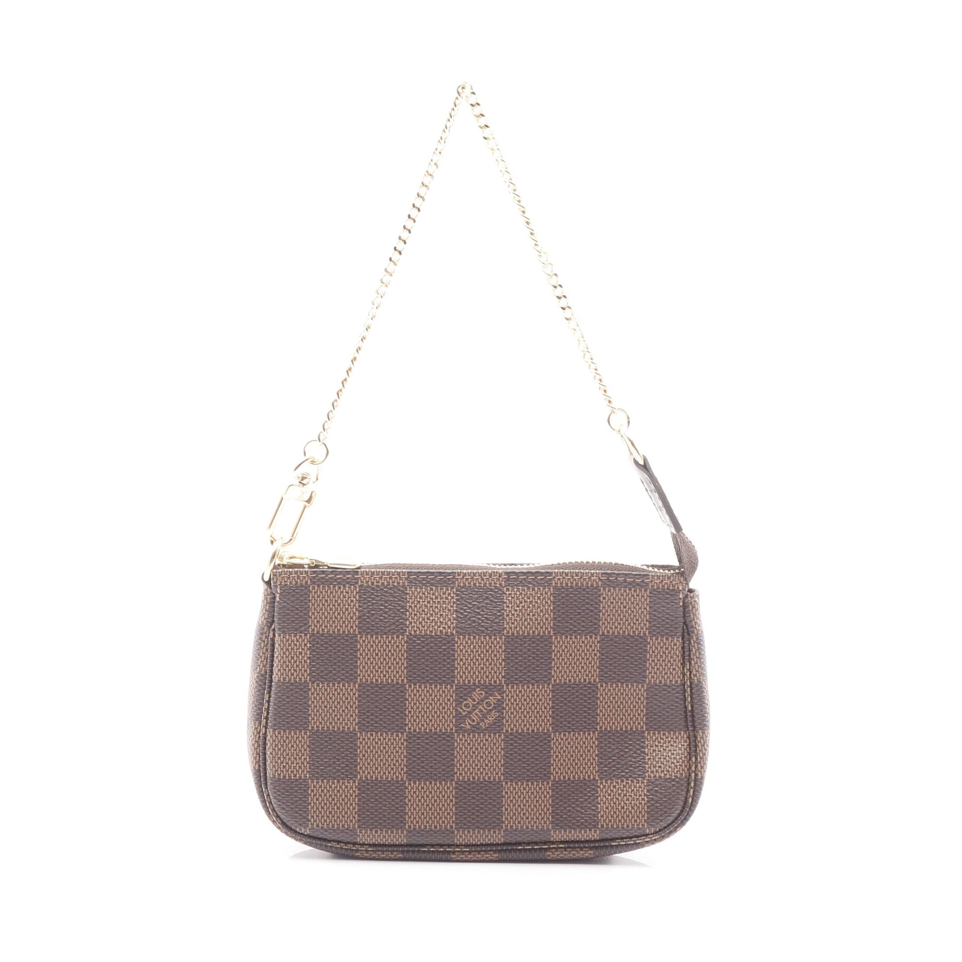 ミニポシェットアクセソワール ダミエエベヌ チェーンハンドバッグ PVC レザー ブラウン ルイヴィトン バッグ LOUIS VUITTON