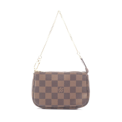 ミニポシェットアクセソワール ダミエエベヌ チェーンハンドバッグ PVC レザー ブラウン ルイヴィトン バッグ LOUIS VUITTON