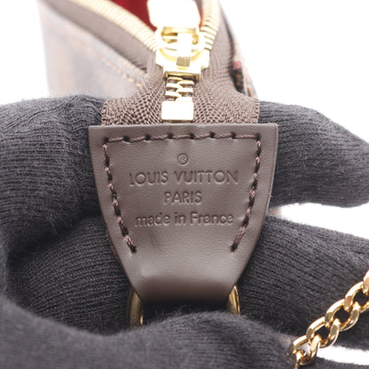 ミニポシェットアクセソワール ダミエエベヌ チェーンハンドバッグ PVC レザー ブラウン ルイヴィトン バッグ LOUIS VUITTON