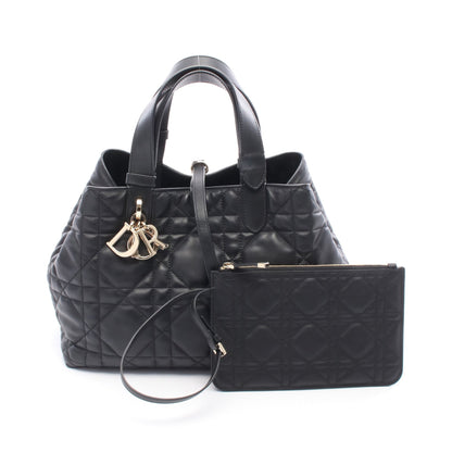 Toujours トゥージュール ミディアム マクロカナージュ ハンドバッグ レザー ブラック クリスチャンディオール バッグ Christian Dior