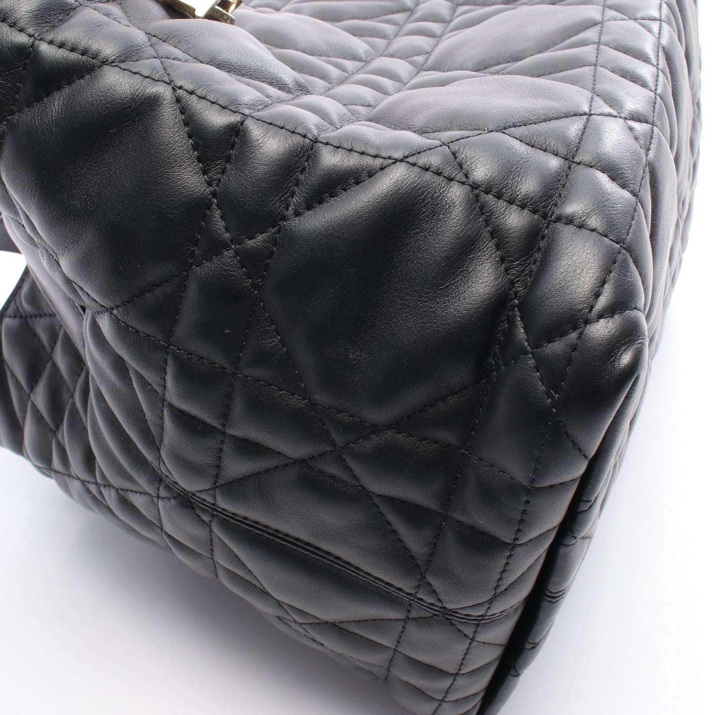 Toujours トゥージュール ミディアム マクロカナージュ ハンドバッグ レザー ブラック クリスチャンディオール バッグ Christian Dior