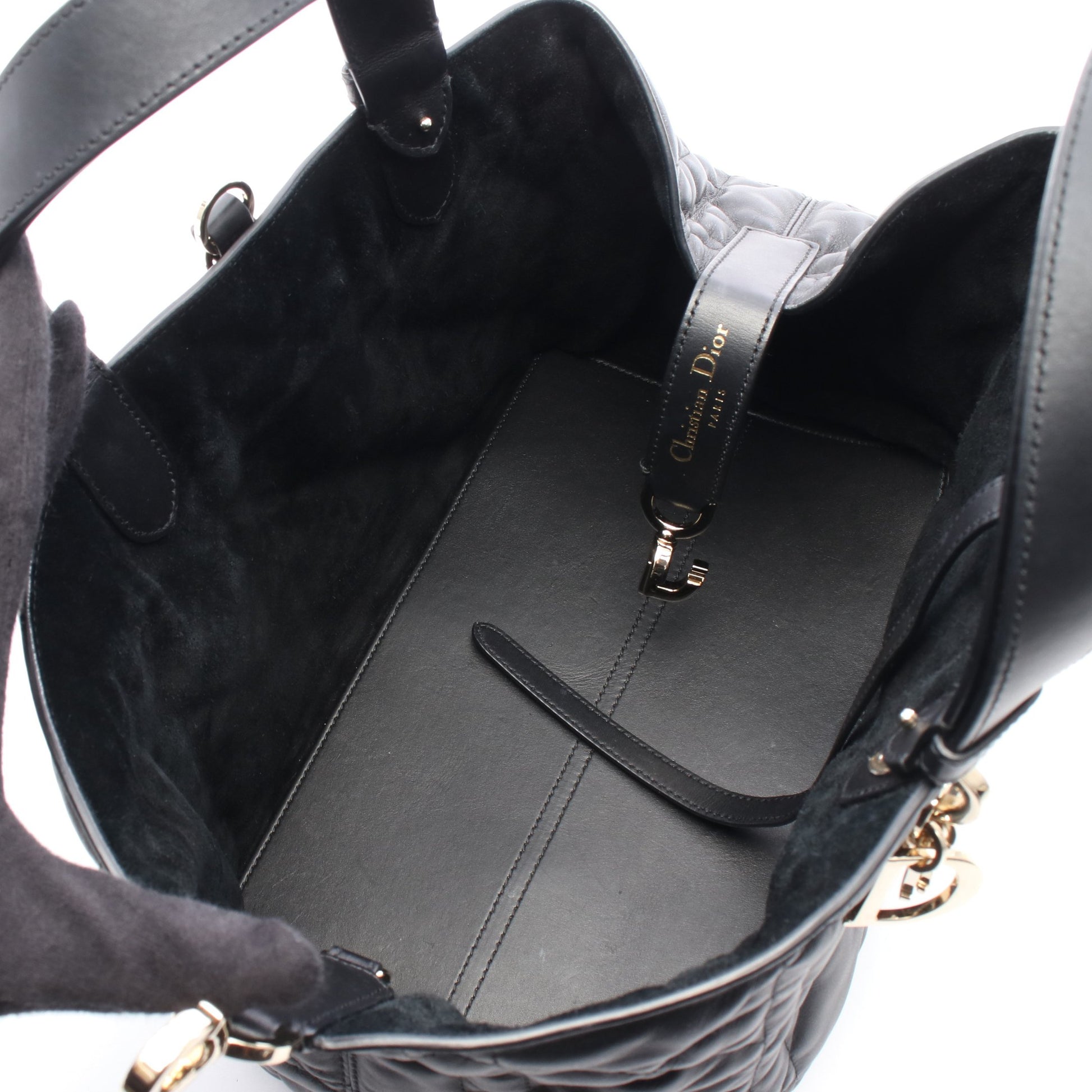 Toujours トゥージュール ミディアム マクロカナージュ ハンドバッグ レザー ブラック クリスチャンディオール バッグ Christian Dior