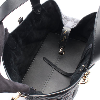 Toujours トゥージュール ミディアム マクロカナージュ ハンドバッグ レザー ブラック クリスチャンディオール バッグ Christian Dior