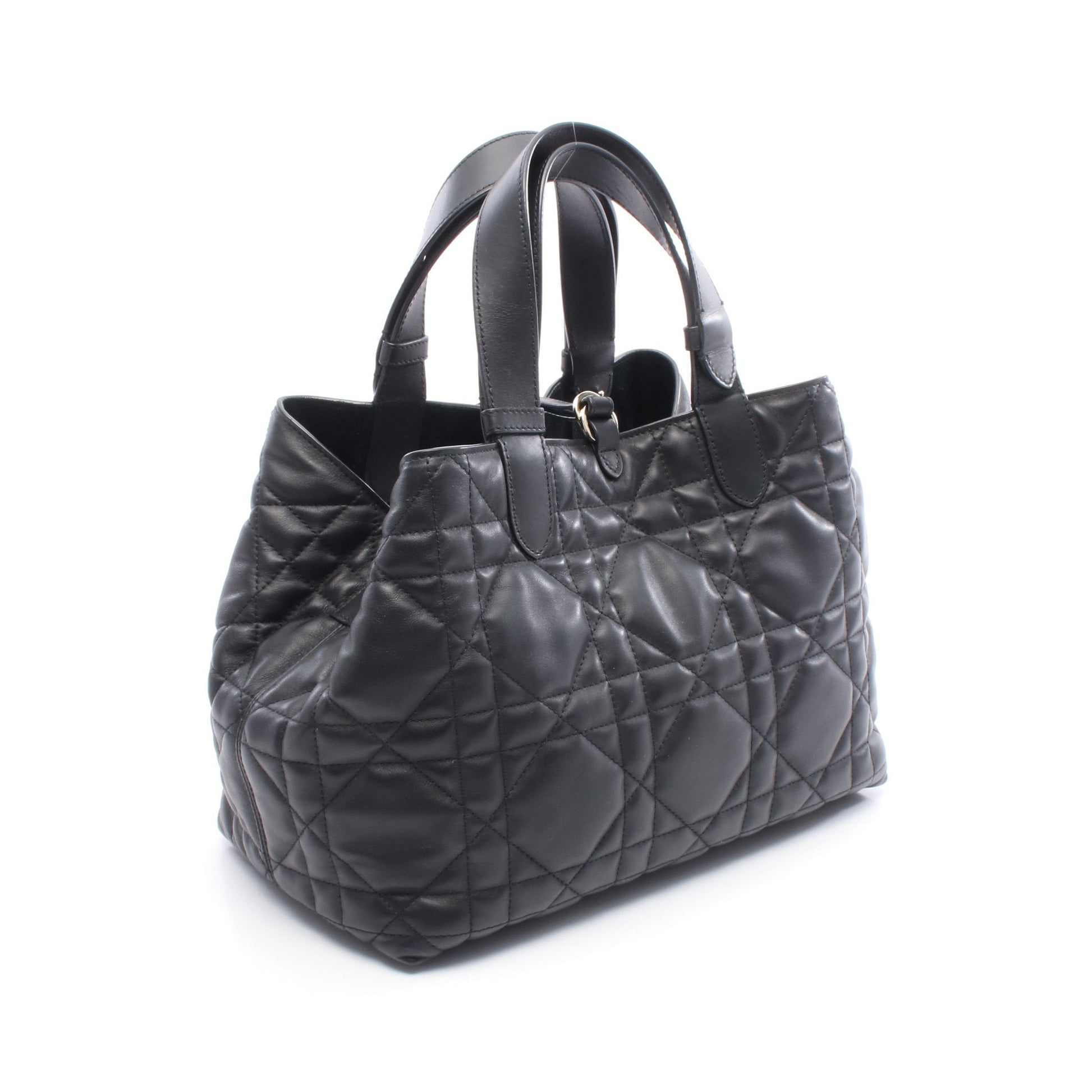 Toujours トゥージュール ミディアム マクロカナージュ ハンドバッグ レザー ブラック クリスチャンディオール バッグ Christian Dior