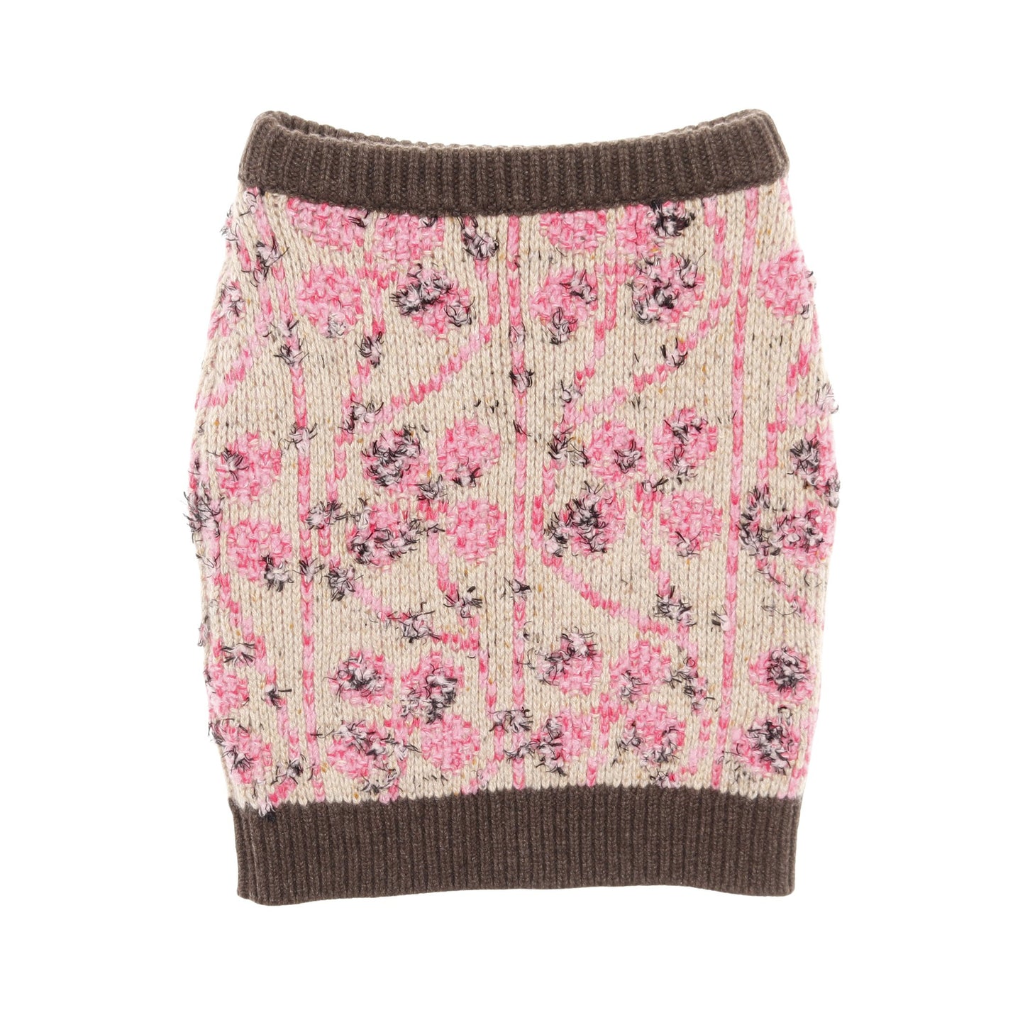 ココマーク ニット スカート 花柄 カシミヤ ウール ベージュ ブラウン ピンク シャネル ボトムス CHANEL