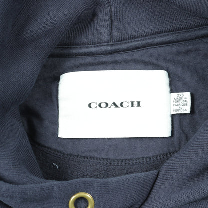 オーバーサイズド シグネチャー クレスト フーディー プルオーバーパーカー コットン ネイビー コーチ トップス COACH